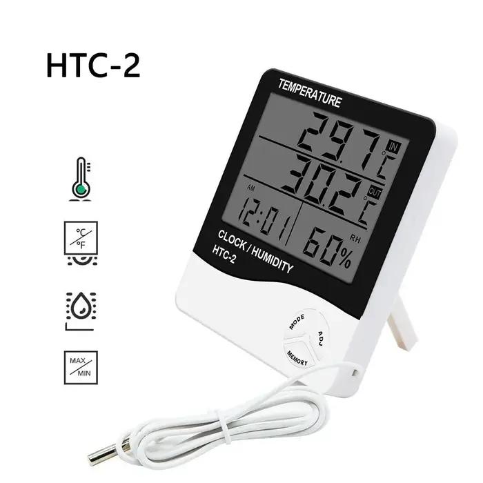 LCD Numérique Température Humidité Mètre HTC-2 Maison Intérieur Extérieur Hygromètre Thermomètre Sta