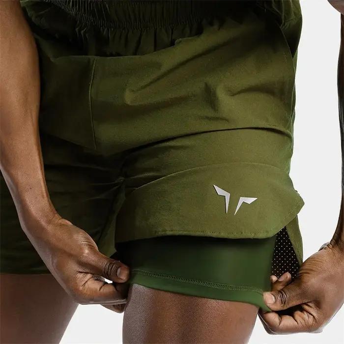Short de sport homme slim double pont - Pantalon fitness respirant à séchage rapide pour entraînement