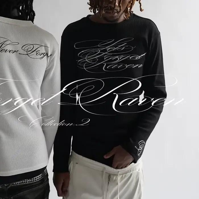 T-Shirt à manches longues imprimé américain rétro foncé Y2K, tenue gothique de rue tendance, haut po