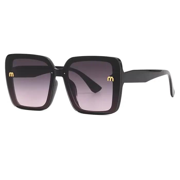Lunettes de soleil carrées classiques à grand cadre pour hommes et femmes, design de lettre rectangu
