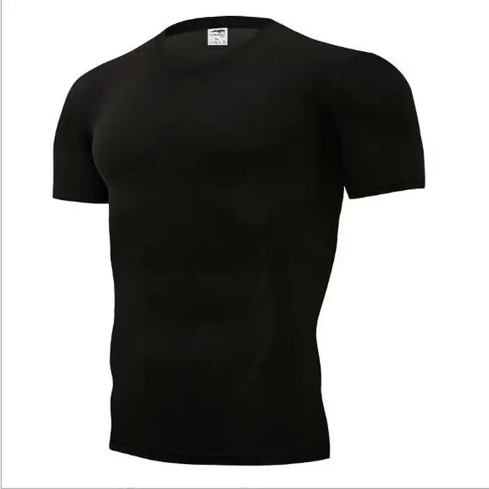 T-shirts compression hommes football - Maillot séchage rapide vêtements serrés respirants manches courtes