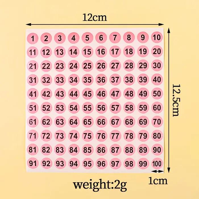 Étiquette autocollante numéro rose étanche pour vernis à ongles, marquage de vernis Gel de couleur,