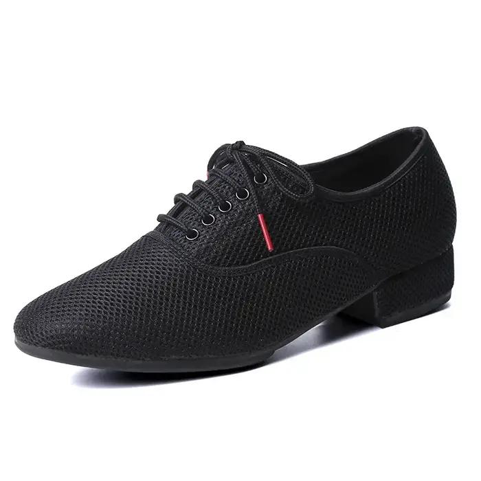 Chaussures de danse latine pour hommes, Salsa Jazz, salle de bal, Tango moderne, maille noire, semel