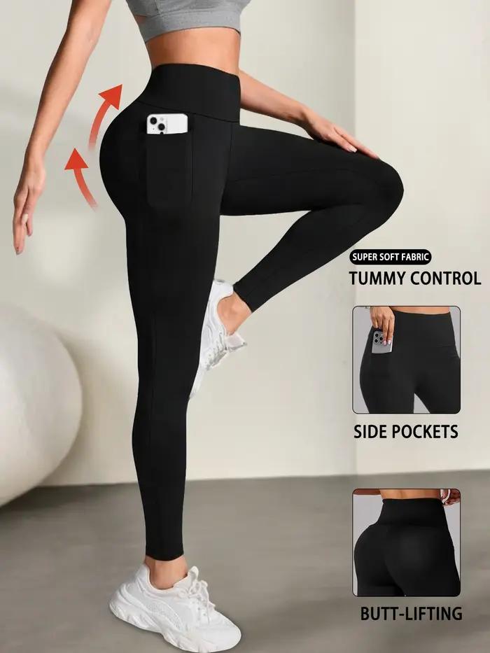 Leggings super doux avec poches pour femmes, contrôle du ventre taille haute pour l'entraînement de