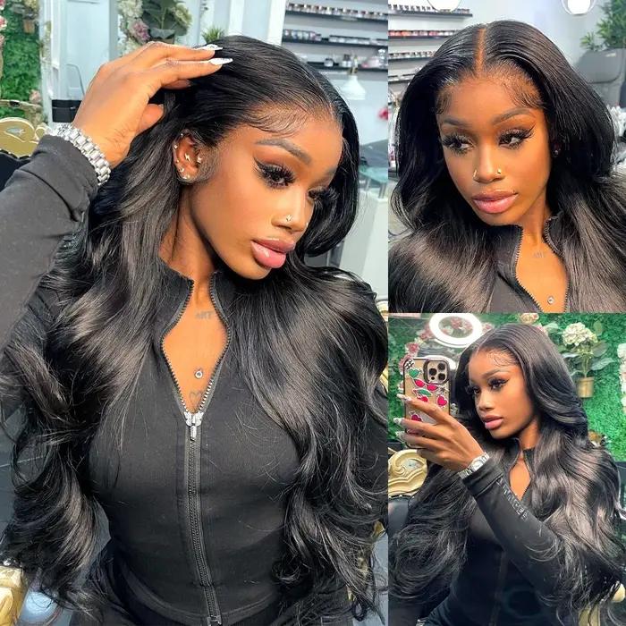 Perruque Lace Front Wig naturelle Body Wave, cheveux humains, 13x4 13x6, transparente, sans colle, 6