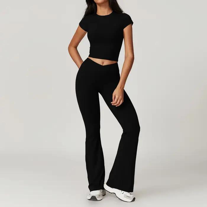 Ensemble de Yoga 2 pièces, vêtements de sport, combinaisons de Yoga pour femmes, Fitness, manches co