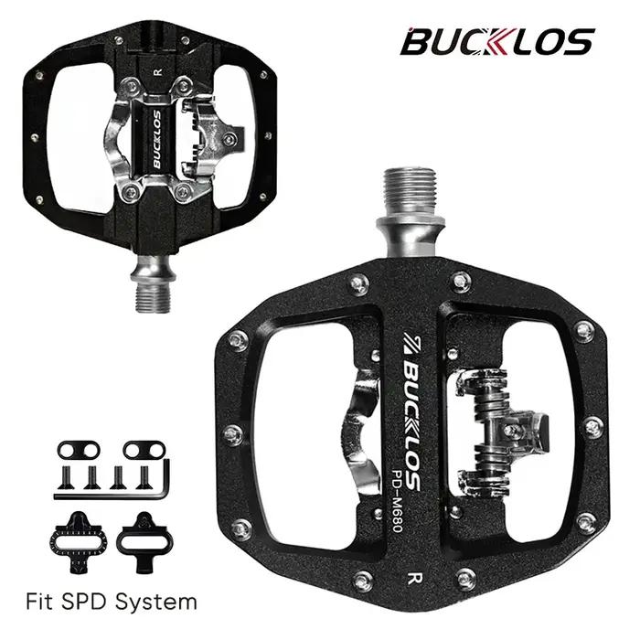 BUCKKubMTB-Pédales de vélo à double fonction, pédale de vélo VTT, plate-forme plate, verrouillage, s