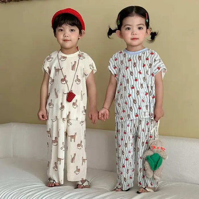 MILANCEL – ensemble de vêtements d'été pour enfants de 1 à 10 ans, T-shirt + short à motif d'ours de