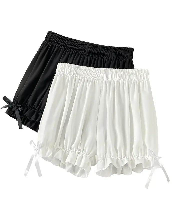 Femmes dentelle culotte courte Imitation soie à volants Bloomers Anti-exposition pantalons de sécuri