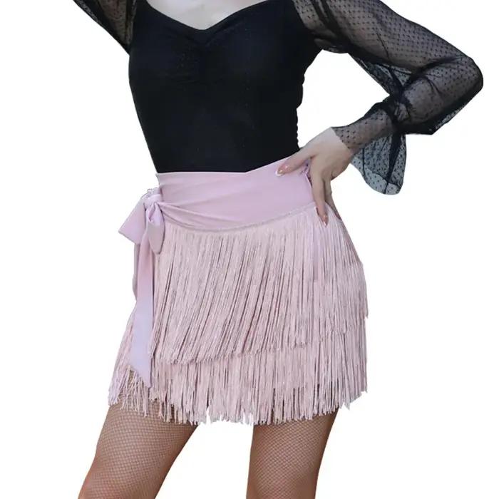 Costume de danse latine professionnel pour femmes adultes avec jupe à franges pour compétitions et spectacles