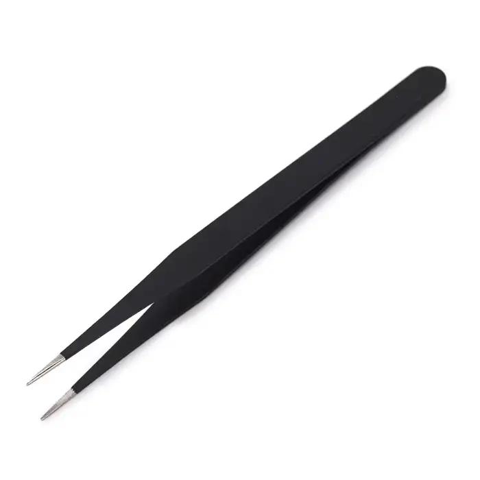 Pincettes antistatiques, pincettes noires de précision pour Nail Art et Extensions de cils, outils d