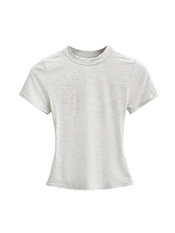 T-shirt manches courtes pour femmes, décontracté, de haute qualité, Sexy, Slim, tendance, couleur un