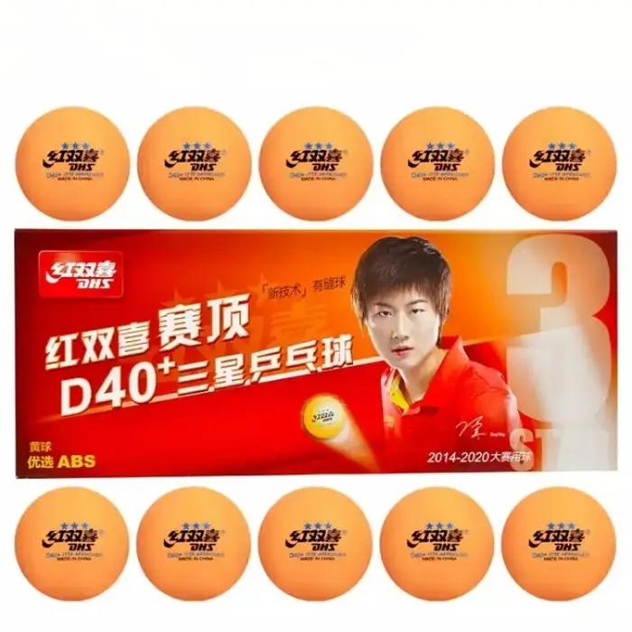 Balle de tennis de table DHS 3 étoiles D40 +, 50/100 balles, nouveau matériau cousu, plastique ABS,