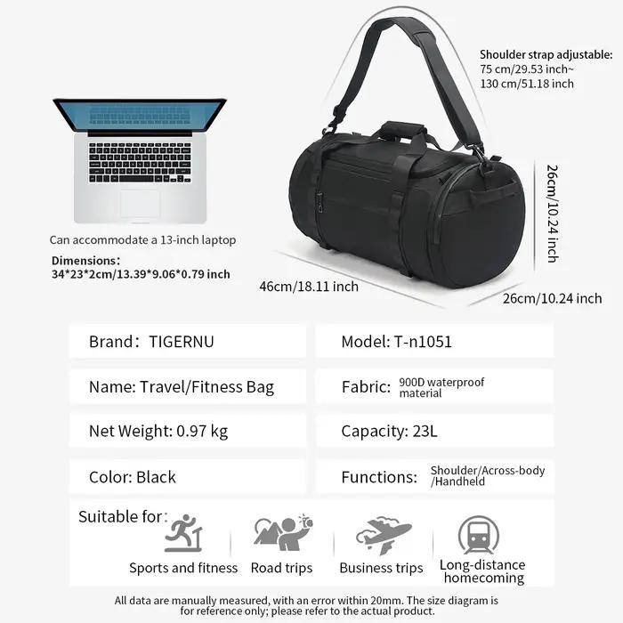 Tigernu sacs de voyage pour hommes sac de sport sac de Fitness étanche hommes sac Portable en plein