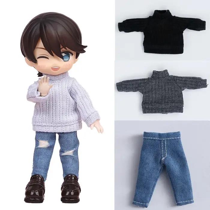 Ob11 poupée vêtements d'hiver pull tricoté vêtements poupée jeans décontractés vêtements shorts pour
