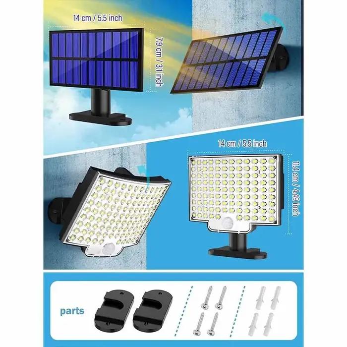 106LED lumière solaire extérieure étanche avec capteur de mouvement projecteur télécommande 3 Modes