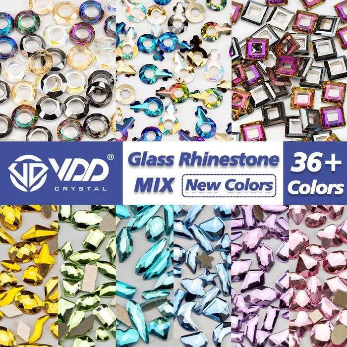 VDD 100/500 pièces nouvelle couleur forme mixte verre cristal Strass Flatback Strass paillettes bril