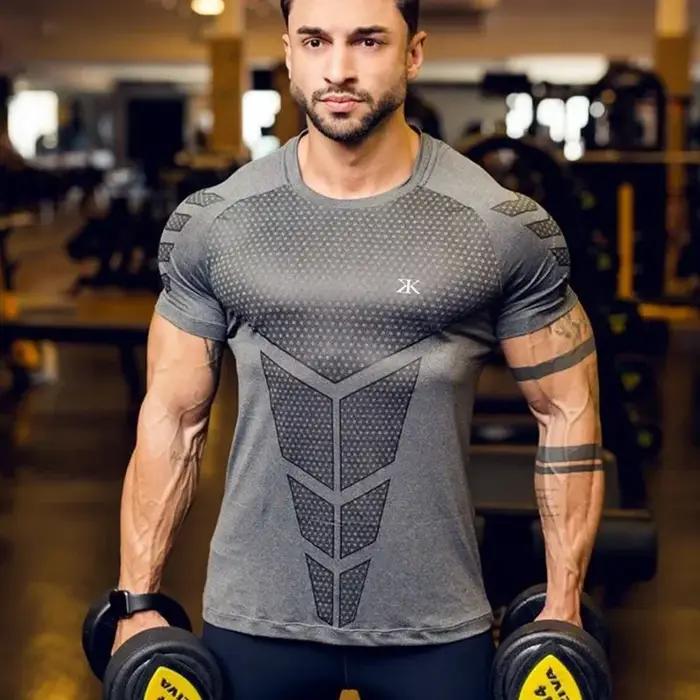 T-shirt sport homme 2026 fitness musculation - Haut compression moulant séchage rapide entraînement