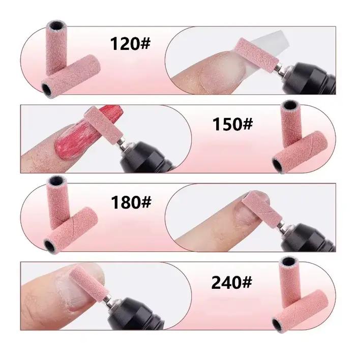 50/100 pièces Bandes de ponçage pour ongles de 3 mm - Grains 120/150/180/240 Mini embout de ponceuse