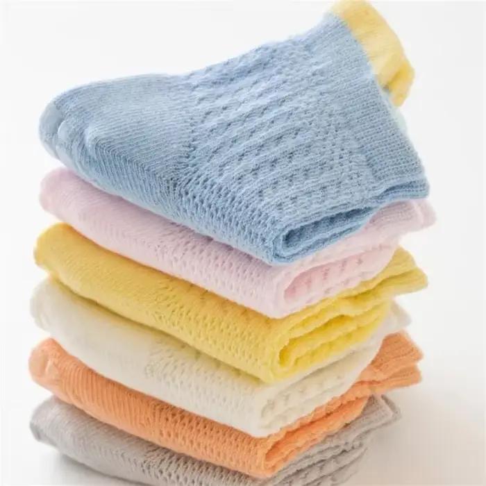 Lot de 3 paires de chaussettes en coton pour bébé fille, 6 couleurs, respirantes, fines, ajourées