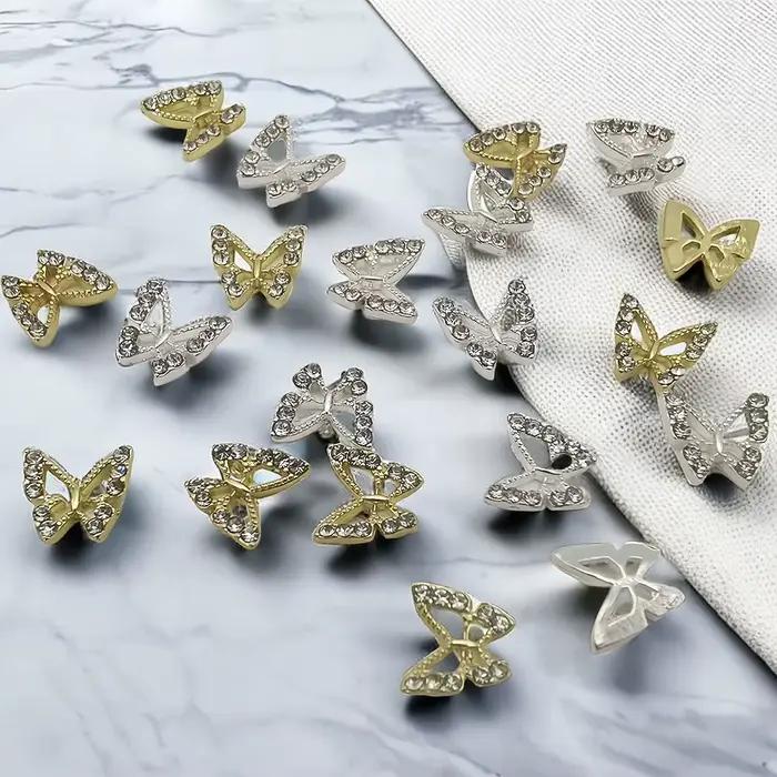 Breloques papillon en cristal 3D pour ongles, forme creuse avec biscuits pour décorations d'art d'on