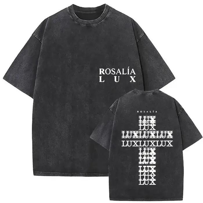 Rosalia Lux Tour Album 2025 Vintage lavé t-shirts hommes femmes décontracté surdimensionné coton T-s