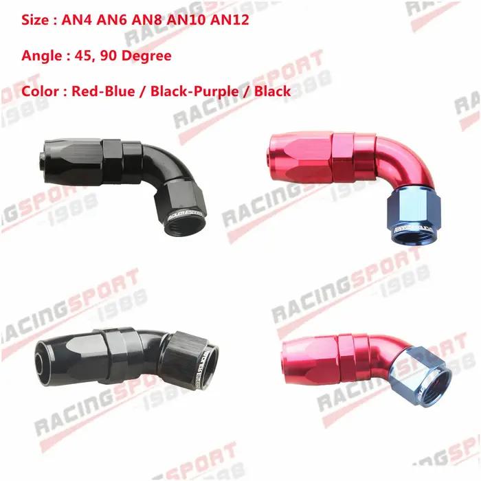 Raccord pivotant en aluminium à 45/90 degrés AN4 AN6 AN8 AN10 AN12 à débit maximal pour extrémité de