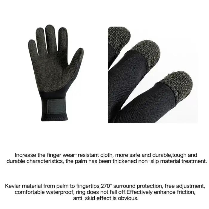 Gants de plongée en Kevlar de 3mm, résistants aux coupures, garde au chaud, noirs, pour la pêche sou