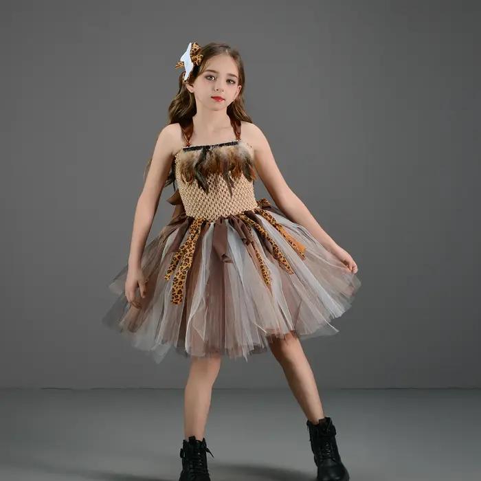 Costume de Diversification pour Fille, Robe Tutu d'Halloween, Cosplay d'Anniversaire, Jungle, Carnav