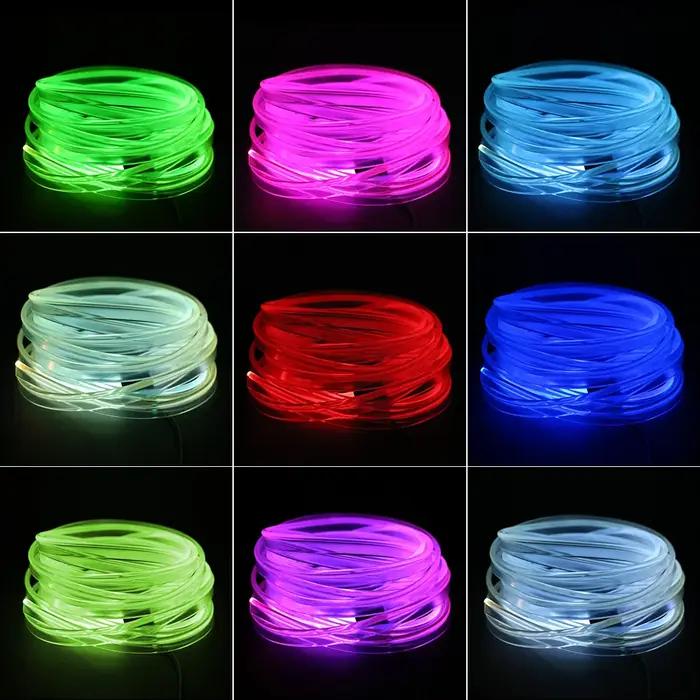 Lampe LED RVB télécommandée USB, câblage EL, bande lumineuse néon flexible, lampe pour voiture, esca