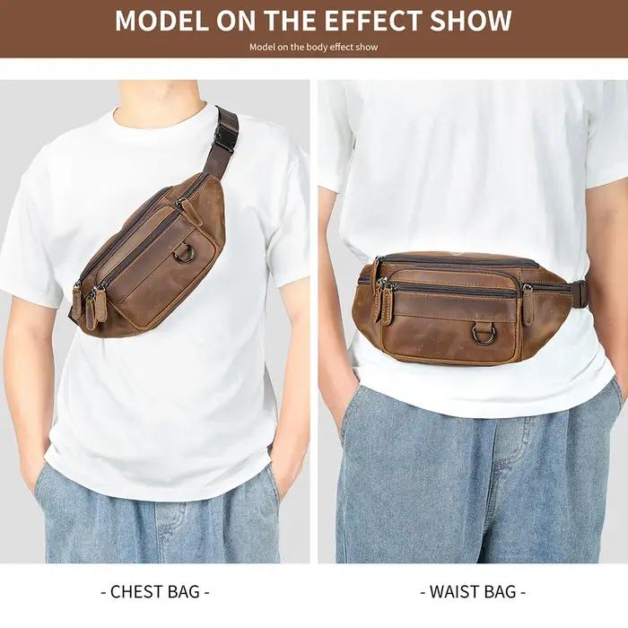 WESTAL-Sacs de ceinture en cuir de cheval en cuir véritable pour hommes, sacs à bandoulière pour tél