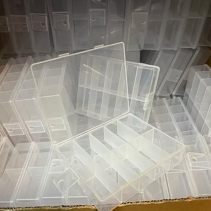 Boîte de rangement transparente vide pour feuilles d'ongles, 10 grilles, en plastique, pour bijoux,