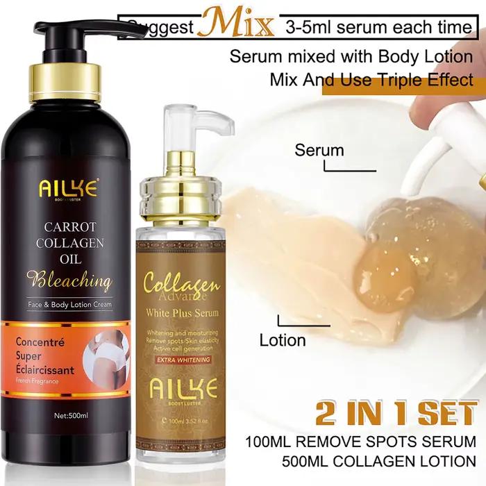 AILKE Sérum visage blanchissant la peau, réduit les taches, hydratant, même le teint, avec collagène