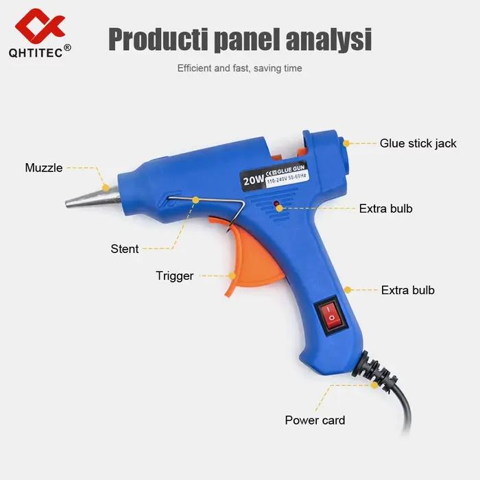 Pistolet à colle thermofusible 20W avec bâton de colle Transparent de 7MM, Mini pistolet électrique