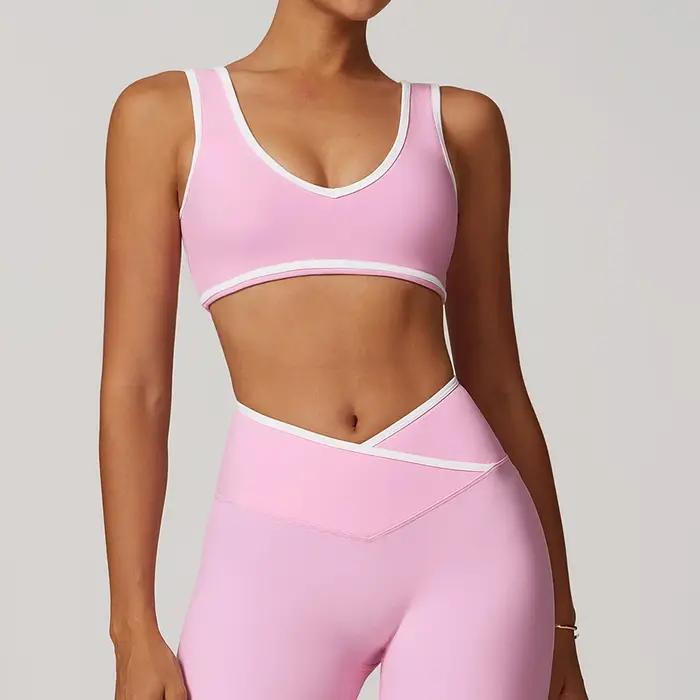 Soutien-gorge de sport à col en V pour femme, haut push-up, sous-vêtement de sport, débardeur de yog