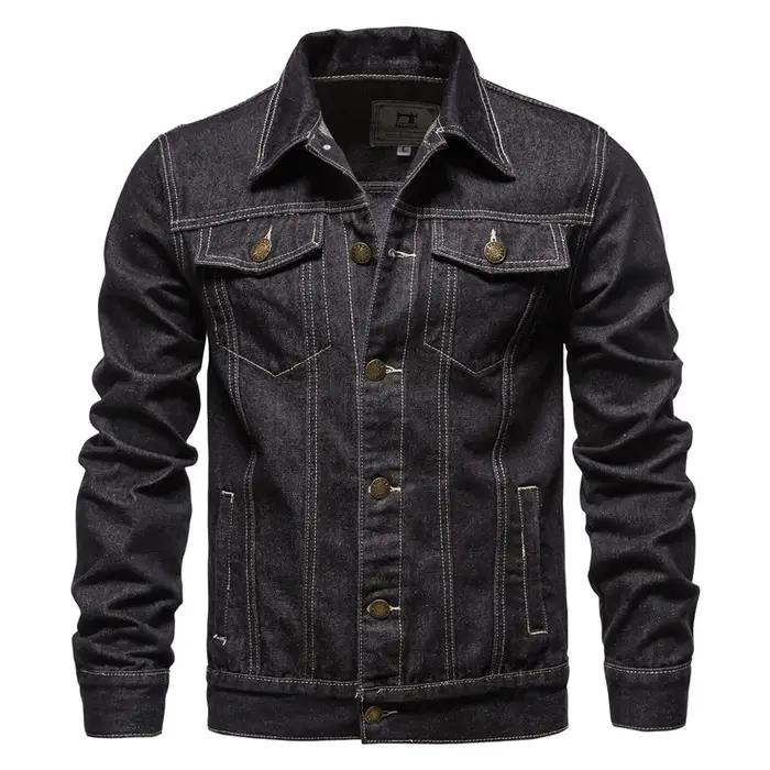 2025 automne Hommes solide Denim vestes mode moto Vintage jean vestes Hommes coupe ajustée coton déc