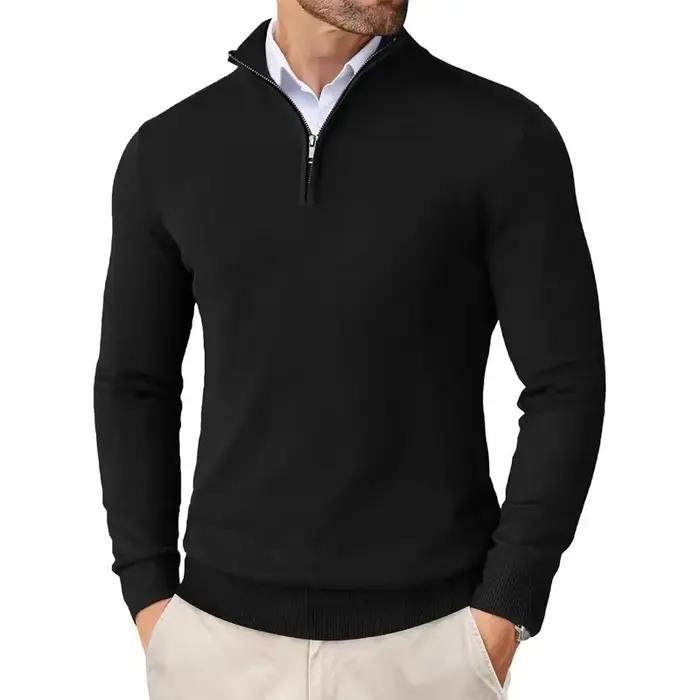 Pulls d'automne à fermeture éclair pour hommes, coupe cintrée, légers, à col montant, pour l'extérie