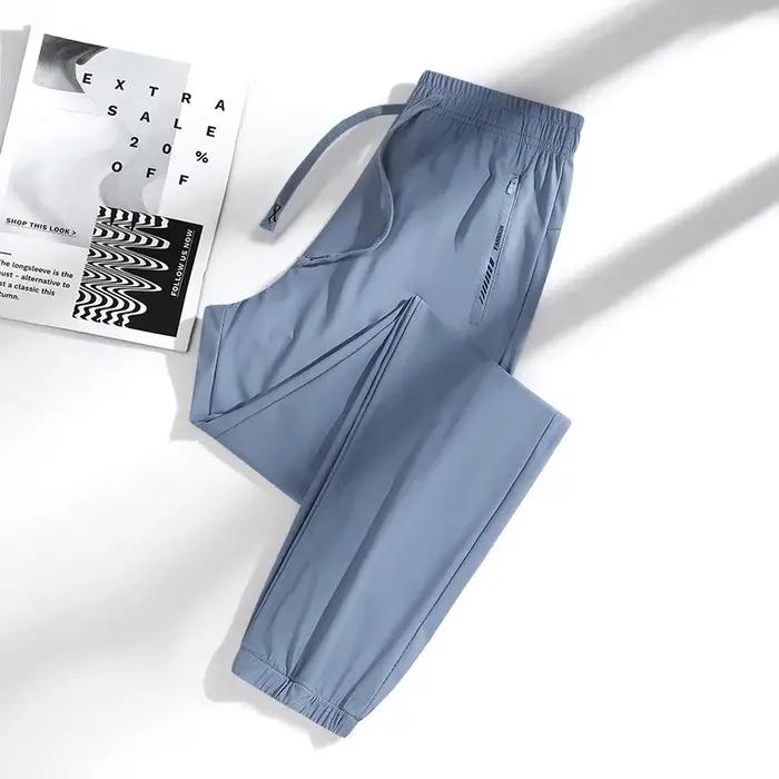 Pantalon d'été en soie glacée pour hommes et femmes, de haute qualité, fin, ample, séchage rapide, r
