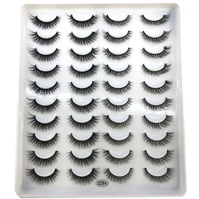Faux-cils 3D en faux vison, 20 paires, naturels, dramatiques, moelleux, doux, contaminants, volume c