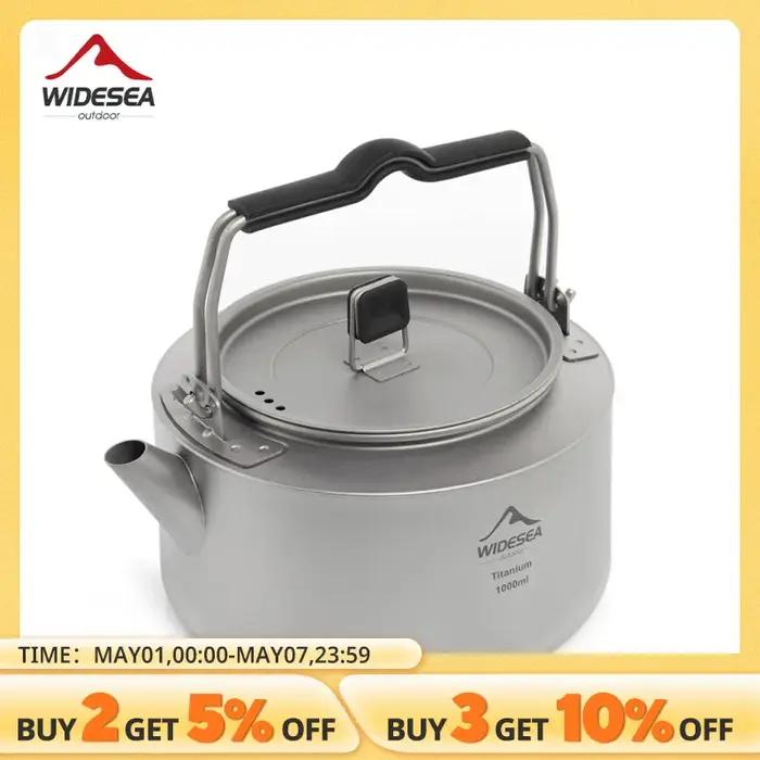 Widesea Camping titane bouilloire en plein air thé café bouilloire vaisselle Pot fournitures plats t