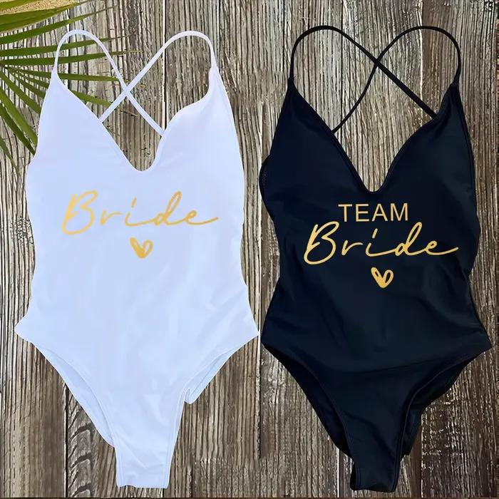 Sexy rembourré une pièce maillot de bain femmes équipe mariée maillots de bain Bikini été maillot de