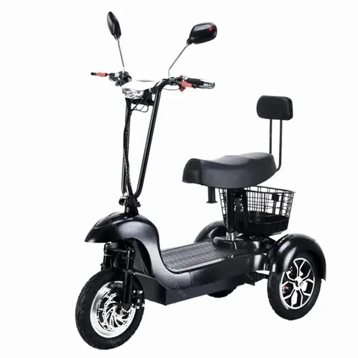 Mini-scooter électrique 12 pouces tricycle 3 roues 500W 48V 10,4Ah avec siège enfant pour déplacements urbains et sorties familiales