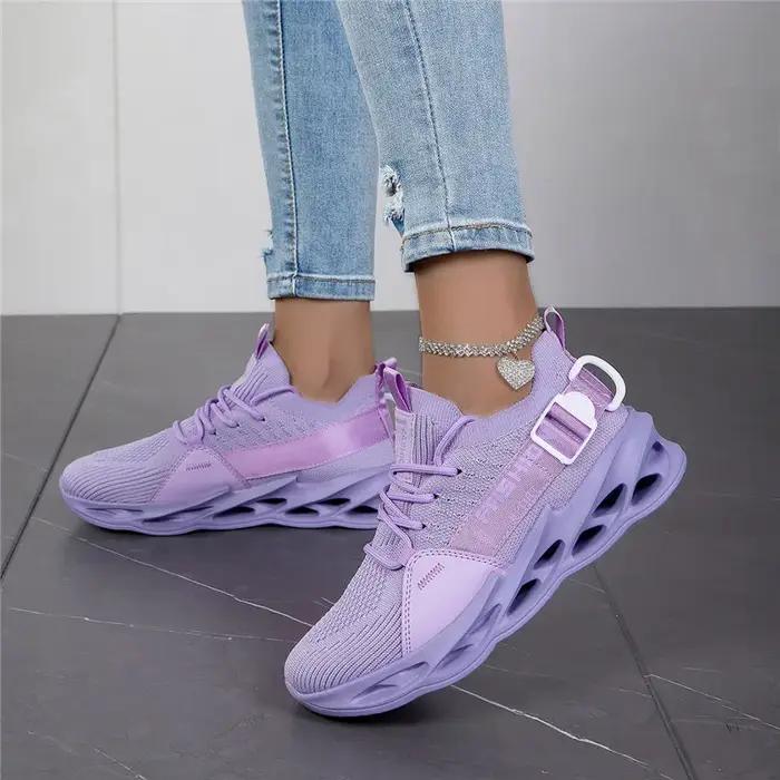 Offre spéciale mode violet espadrilles décontractées femmes hommes lame chaussures de course grande