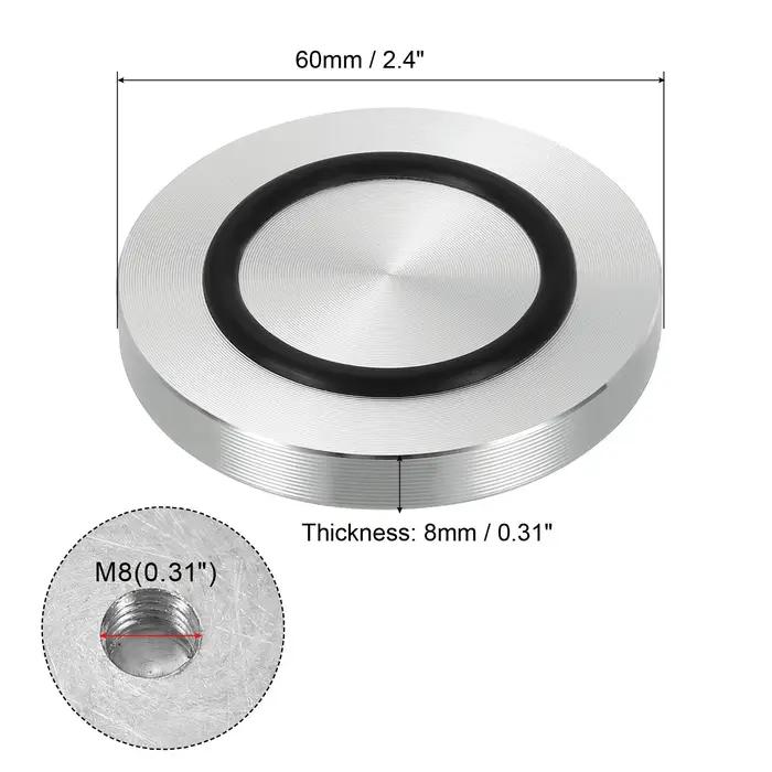 Disque circulaire en aluminium de 40/50/60mm de diamètre, adaptateur supérieur en verre M8, pieds de