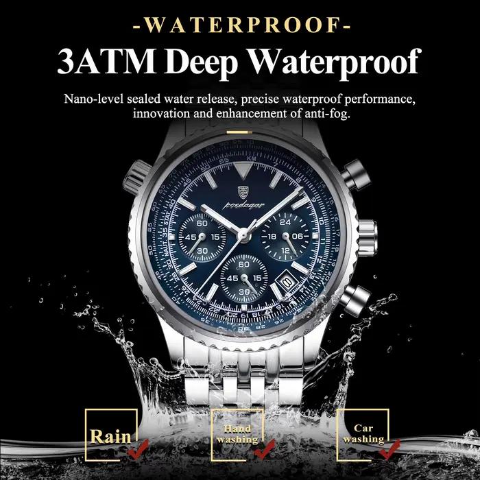 POEDAGAR mode militaire hommes montres étanche lumineux Date chronographe homme montre en acier inox