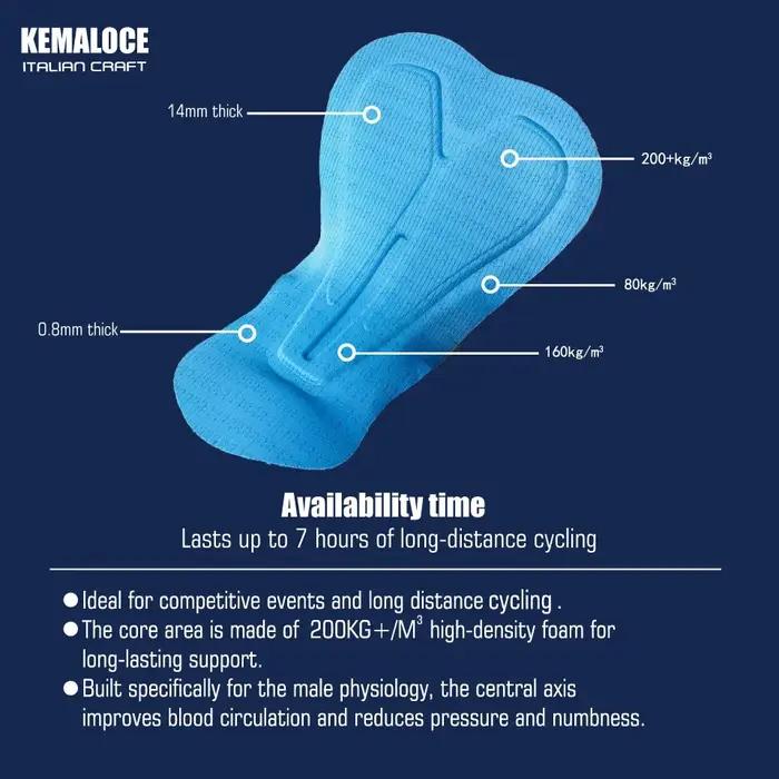 KEMALOCE hommes cyclisme 3/4 pantalons Shorts blanc bleu/noir/gris 5D Gel Pad vtt vélo bavoir pantal