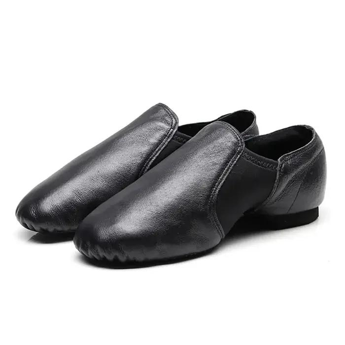 Chaussures de danse jazz en cuir véritable pour adultes baskets à semelle coordonnante beige noir filles femmes occasions spéciales studio scène