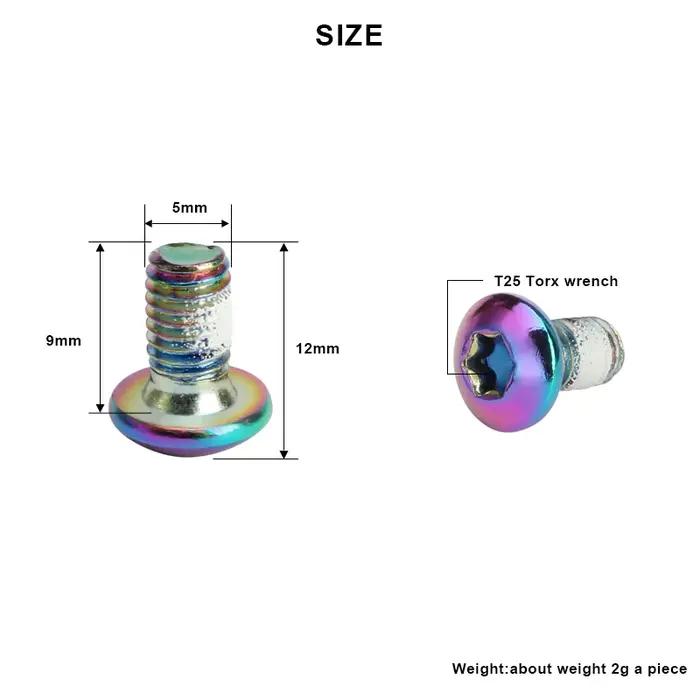 Vis de frein à disque de vélo M5x10mm T25 placage titane coloré vtt couleur de vélo vis à disque ant