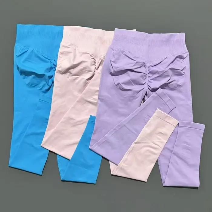 Femmes sport Leggings sans couture Yoga pantalons longs exercice Scrunch fesses Leggings vélo course