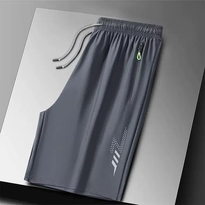 Short de Sport en soie glacée pour homme, grande taille, respirant, à séchage rapide, avec cordon de